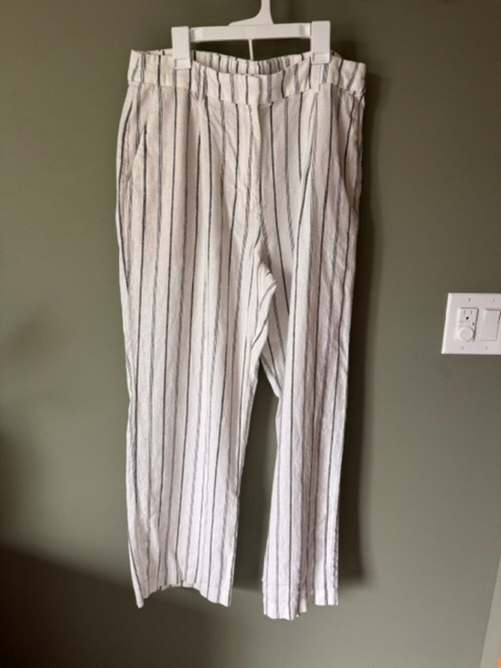 Old Navy Extra High-Waisted Linen Blend Wide Leg Striped Pants – L